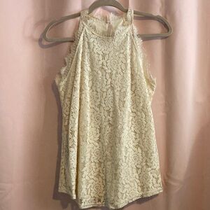 Elegant Cream Lace Sleeveless Top
